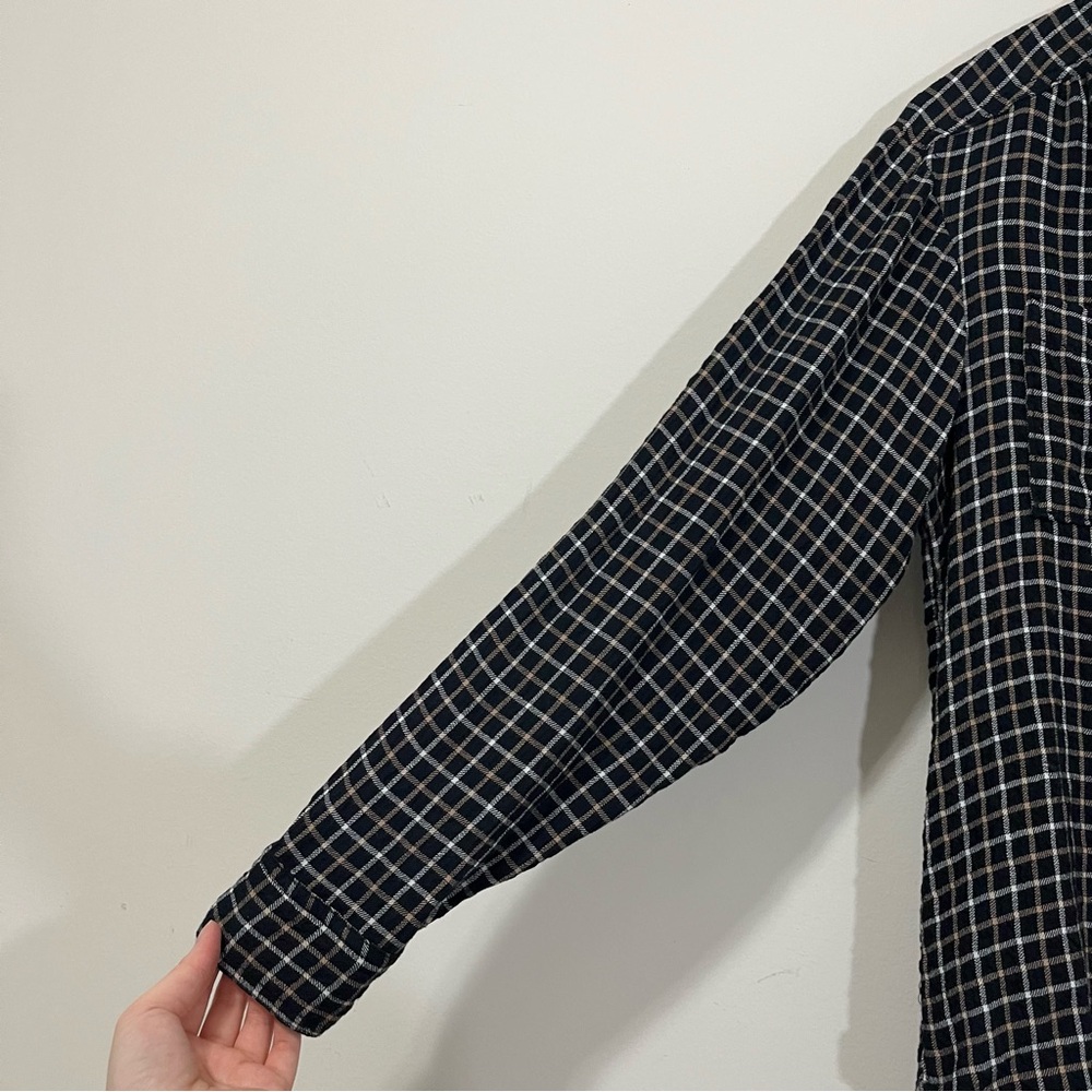 Anthropologie Pilcro Relaxed Plaid Shirt Tunic Button Front Size S Black White - Picture 5 of 16